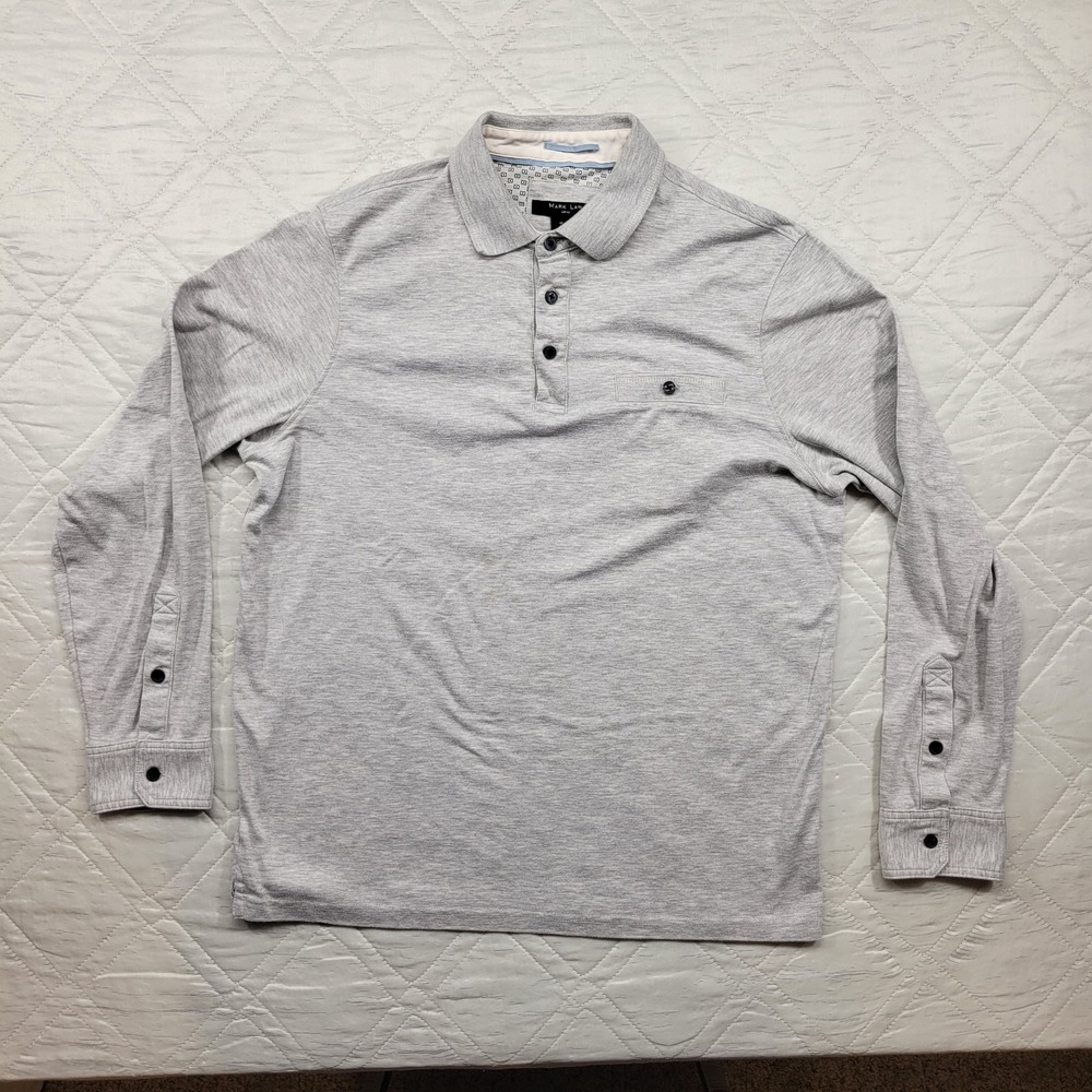 Mark Law Luxury gray long‎ sleeve Polo Shirt size L